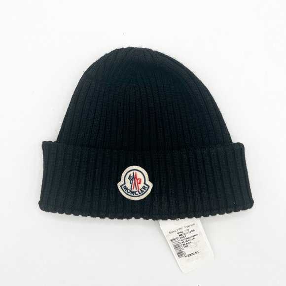 Other - Moncler Black Bell Logo Beanie Hat